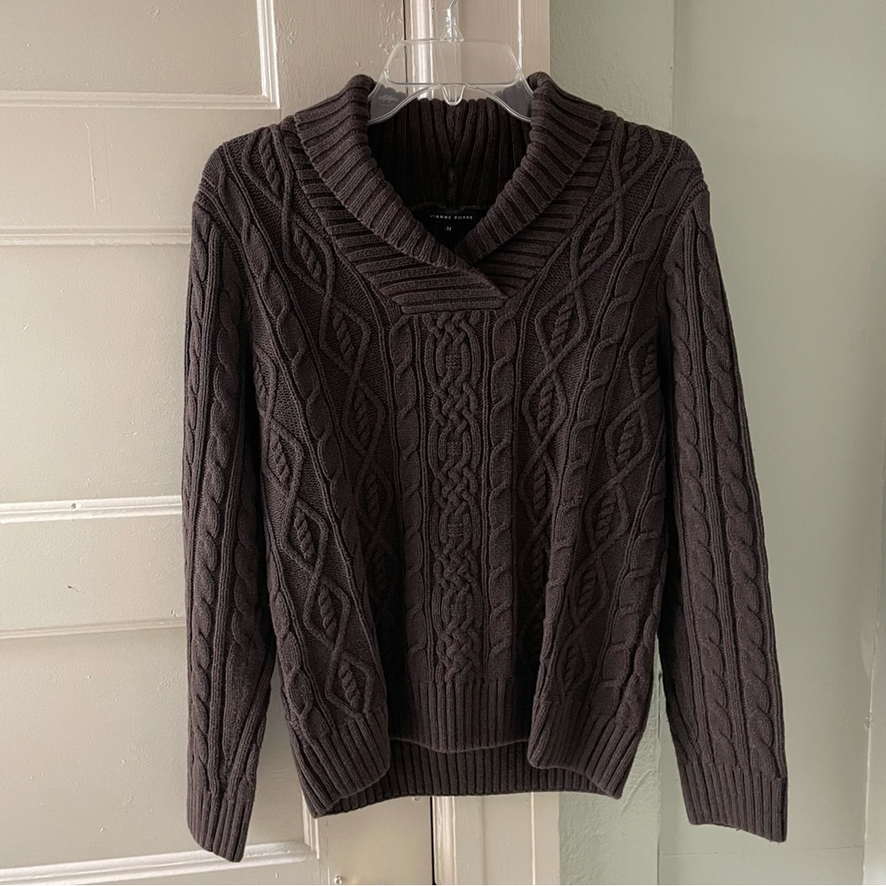 Jeanne Pierre Brown Cable Knit Sweater